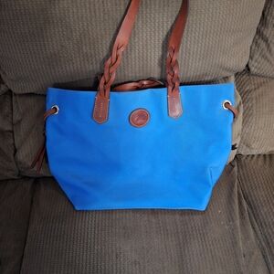 Dooney & Bourke Blue Tote with Brown Braided Straps